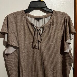 Elegant Brown Ruffle Sleeve Top
